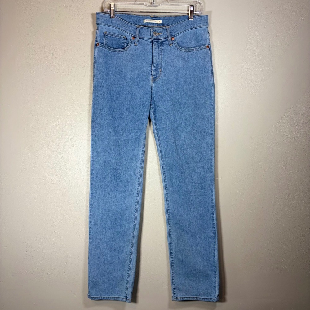 Levis 314‎ Shaping Straight Jeans Womens 30 Light Wash Blue Denim Mid Rise 31x31